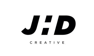 JHD letters negative space logo design. creative typography monogram vector	