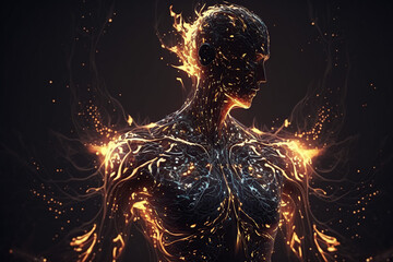 Fototapeta na wymiar mystical body emanating a flow of energy, Generative AI