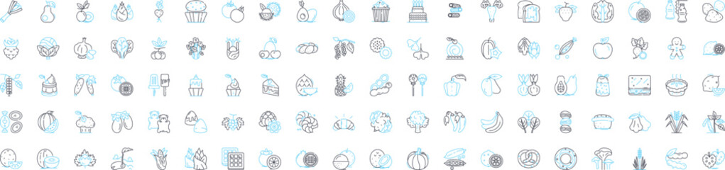 Food production vector line icons set. Farming, Agriculture, Processed, Production, Packaging, Quality, Culinary illustration outline concept symbols and signs