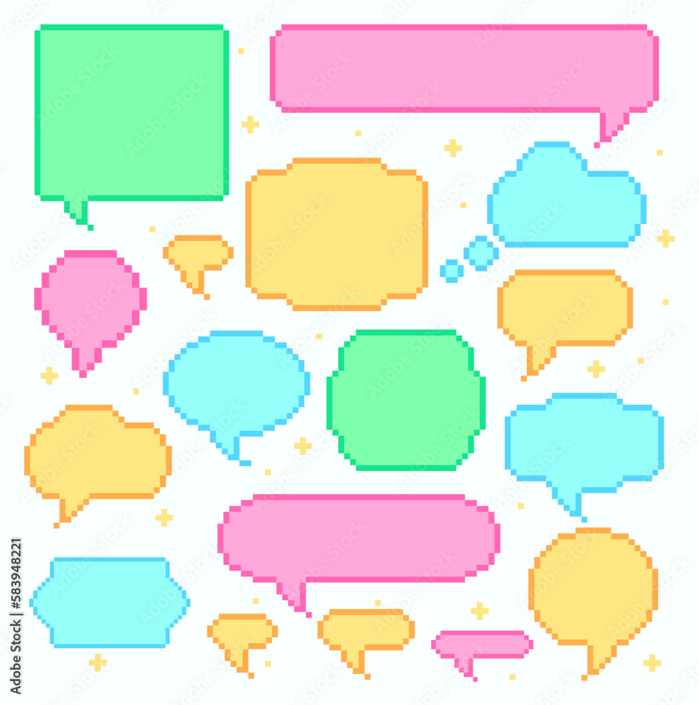 Aufkleber pixel speech bubbles collection of various form and shape