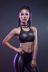 bela garota com corpo atraente e  roupa fitness