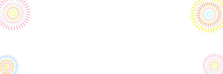 横に長い白い背景に花火が打ち上がる