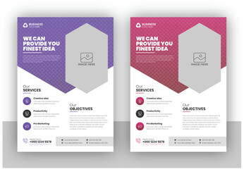 Modern Corporate Business Flyer Design With Geometric Shape. Gradient Combination Colorful Creative Layout Poster Pamphlet Vector Template