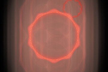 Red pattern of crooked waves on a black background. Abstract fractal 3D rendering