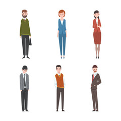 Sad and Frustrated Business People Character or Unhappy Office Worker Standing with Hang Head Vector Set