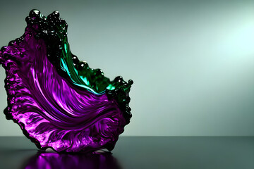 Glass green and purple abstract created using generative ai technology