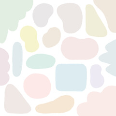 カラフルな手描きゆるい抽象的な模様のセット - 薄いくすみパステルカラーの背景･あしらい