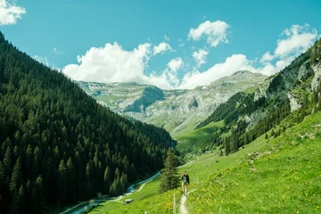 Crédence de cuisine en verre imprimé Été Beautiful landscape in the Grisons Surselva Brigels breil Mountains in Switzerland