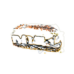 Color sketch of a piece cake with transparent background