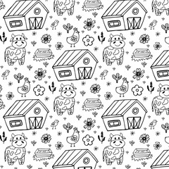 Seamless pattern with cow black color