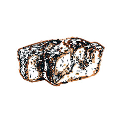 Color sketch of a piece cake with transparent background