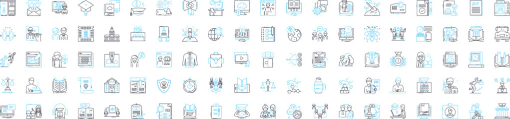 Fototapeta premium Education vector line icons set. School, Learning, College, Institute, Study, Knowledge, Skill illustration outline concept symbols and signs