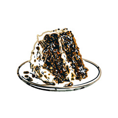 Color sketch of a piece cake with transparent background