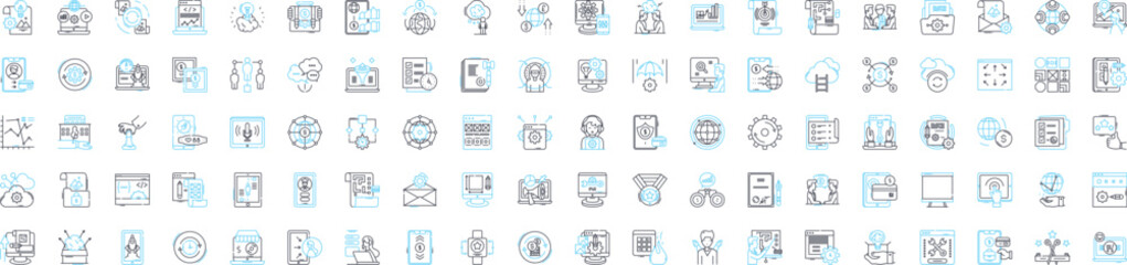 Enterprise planning vector line icons set. Business, Strategy, Plan, Project, Design, Analysis, Risk illustration outline concept symbols and signs