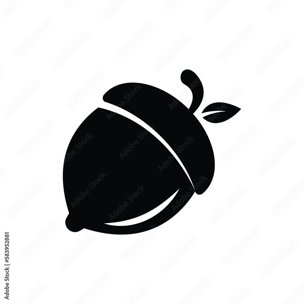 Poster nut acorn icon vector