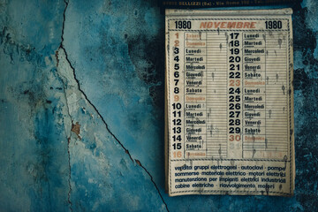 Naklejka premium A calendar that depicts the date of the earthquake in Irpinia, which occurred on November 23, 1980.
