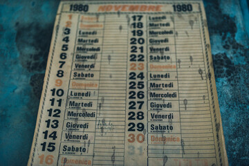 A calendar that depicts the date of the earthquake in Irpinia, which occurred on November 23, 1980.