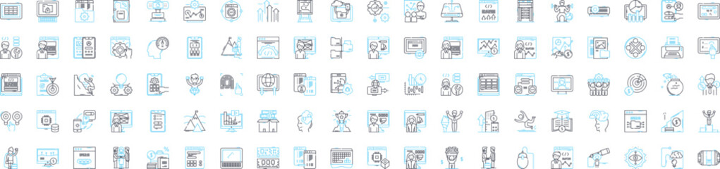IT development vector line icons set. IT, development, software, coding, engineering, program, web illustration outline concept symbols and signs
