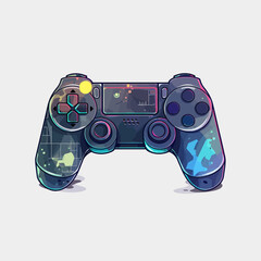 Videogame controllers. Console gamepad vector isolated. Vivid splashes of colors.h  © Roman