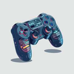 Videogame controllers. Console gamepad vector isolated. Vivid splashes of colors.h  © Roman