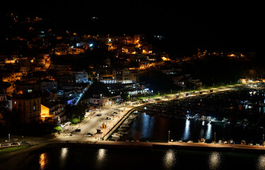 Fototapeta na wymiar City of Agropoli from the hillside at night.