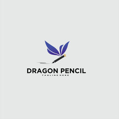 a dragonfly logo design with pencil illustration