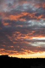 Fototapeta na wymiar Vertical shot of the fluffy clouds at sunset