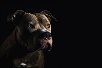 Obraz premium portrait of a dog, bulldog, black background, Generative AI