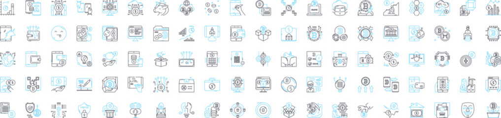 Fintech startup vector line icons set. Fintech, Startup, Digital, Financial, Innovation, Banking, Technology illustration outline concept symbols and signs