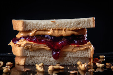 PB&J Peanut butter and jelly sandwich. Generative AI - 583954687