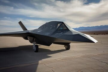 Unmanned combat air vehicle, war concept, surveillance concept, war drone. Generative AI Technology