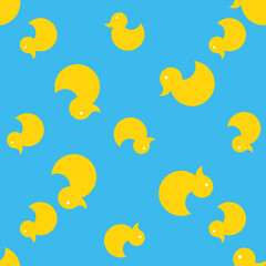 illustration of seamless pattern baby rubber duck. Design printing on children's clothing, bed linen, children's books.