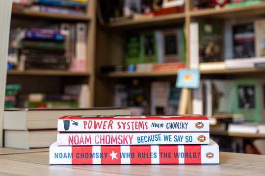 Close up Noam Chomsky's Power Systems, Because We Say So, and Who Rules the World books in the bookshop.