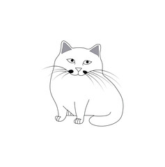  Nice vector line art work of cute cat.
