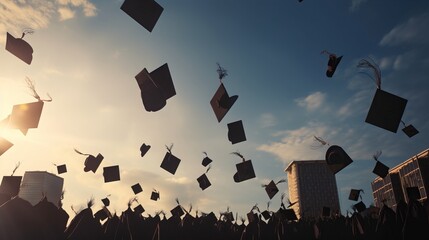 throwing a toga cap at graduation - AI Generated