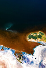 Aerial shot of a desert near the Chaka Yan Lake in China