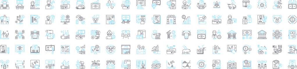 Corporate investment vector line icons set. Corporate, Investment, Funds, Equity, Business, Portfolio, Mergers illustration outline concept symbols and signs
