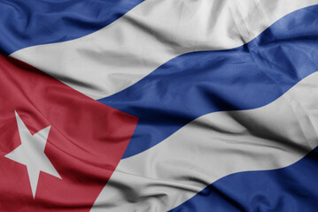 waving national flag of cuba .macro shot. 3D illustration