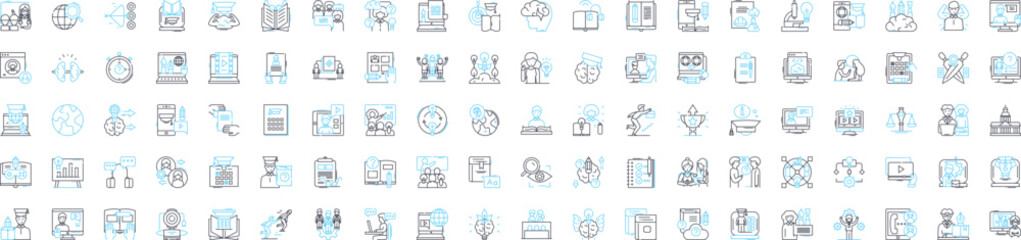Digital learning vector line icons set. Digital, Learning, eLearning, Online, Technology, Course, Online-Learning illustration outline concept symbols and signs