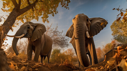 Fototapeta na wymiar Earth's Day. Elephants walking through the jungle in Africa - AI Generated