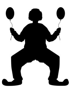 recommend clip art: silhouette of a clown holding a balloon