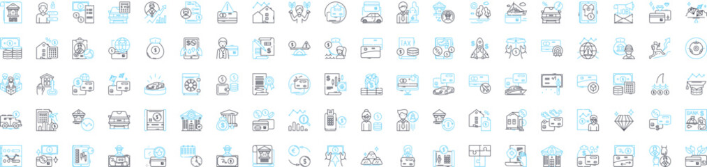 Business incomes vector line icons set. Profits, Revenues, Earnings, Sales, Gains, Yields, Surcharges illustration outline concept symbols and signs