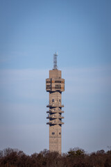 Obraz premium Vertical shot of the Kaknas Television Tower in Stockholm, Sweden