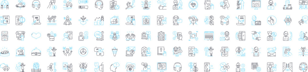 Customer relationship vector line icons set. Customer, Relationship, Customers, Relationships, Interaction, Support, Service illustration outline concept symbols and signs
