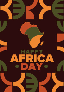 Africa Day. Happy African Freedom Day and Liberation Day. Celebrate annual on the African continent and around the world. African pattern. Poster, card, banner and background. Vector illustration