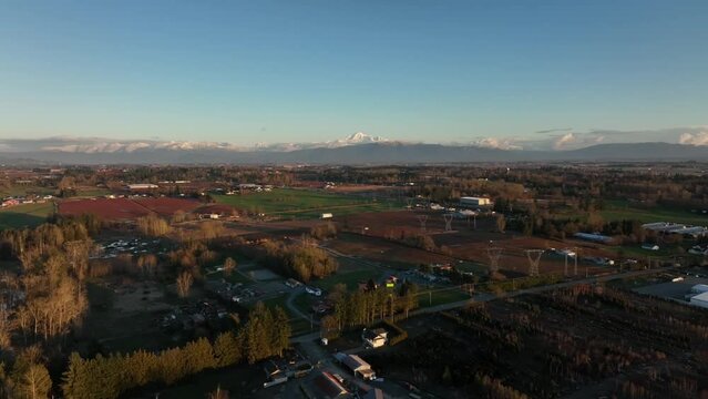 Aerial view of the Langley region in British Columbia, Canada