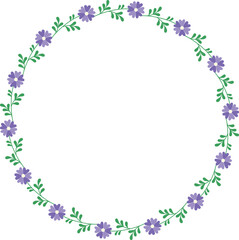 Vector hand drawn wreath. Round floral frame of flowers and leaves.