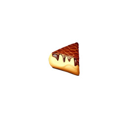 Piece of puff pastry pie and chocolate filling. Cartoon pie vector illustration isolated on white background