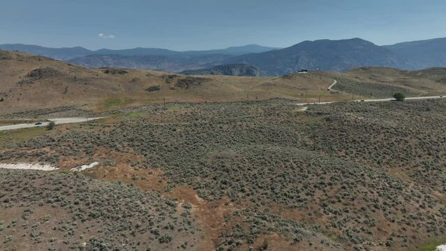 Drone view of Osoyoos town in Okanagan Valley region of British Columbia, Canada.
