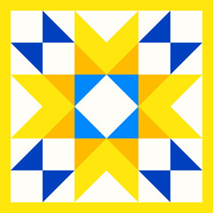 Abstract geometric star pattern inspired by duvet quilting